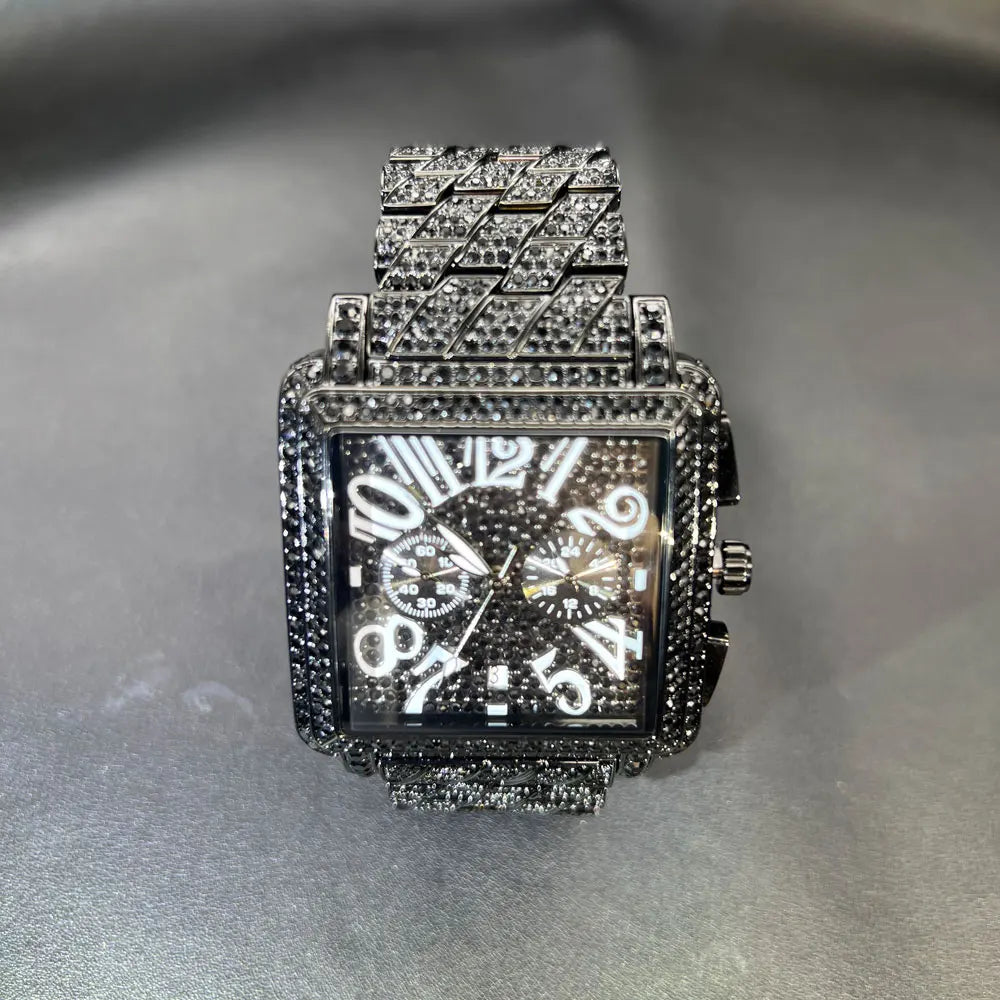 New MISSFOX Luxury Diamond Watch For Men Fashion lce Out  Big Face And Band Wristwatch Bling Hip Hop Style Jewelry Dropshipping