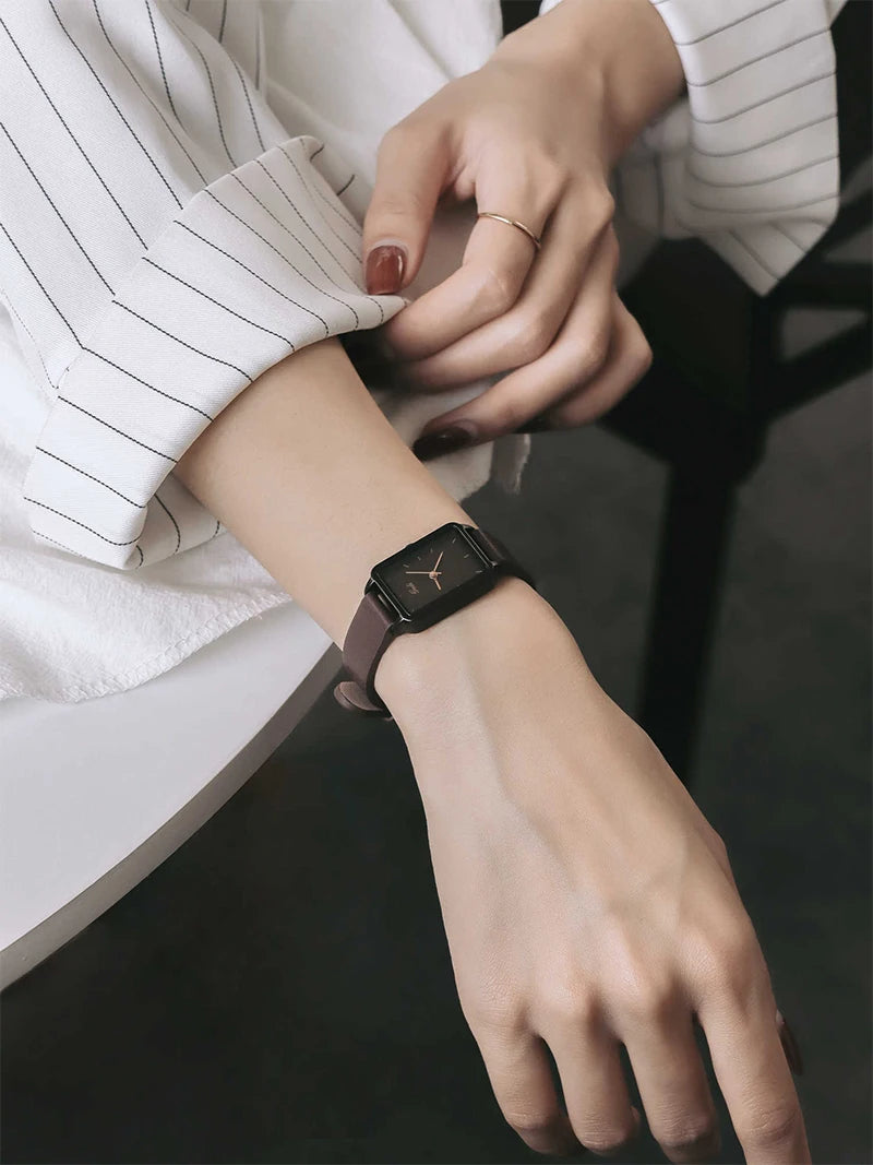 GEDI Watches for Woman Vintage Niche Elegant Waterproof Leather Watches Ladies Quartz Square Women's Wristwatches