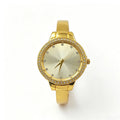 Fashionable Women's Watch Diamond-Set Round Classic Bangle Watch with Rhinestone Markers—Simple Elegant Luxe-Style Quartz Watch
