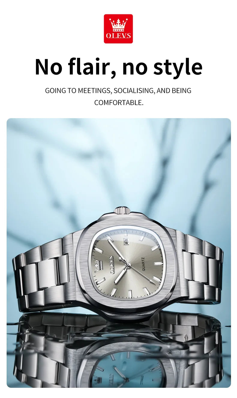 OLEVS 3696 Quartz Watch For Men Luxury Calendar Waterproof Business Men's Wristwatch Luminous Big Dial Fashion Simple Man Watch