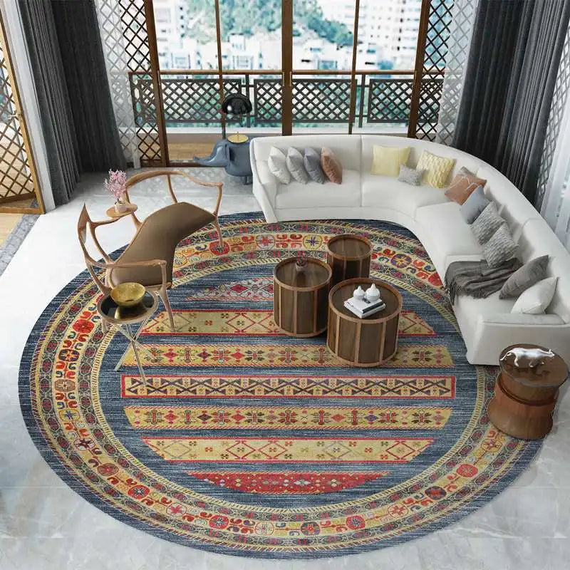 Moroccan Style Living Room Decoration Round Carpet Large Area Rugs for Bedroom Home Rocking Chair Floor Mat Washable Lounge Rug