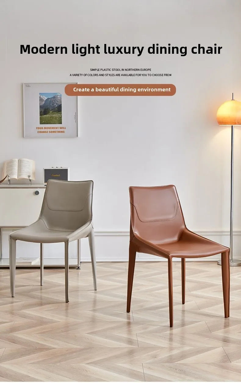 Leather Meeting Sedentary Dining Chair Luxury Backrest Comfortable Simple Dining Chair Hotel Restaurant Cadeiras Home Furniture