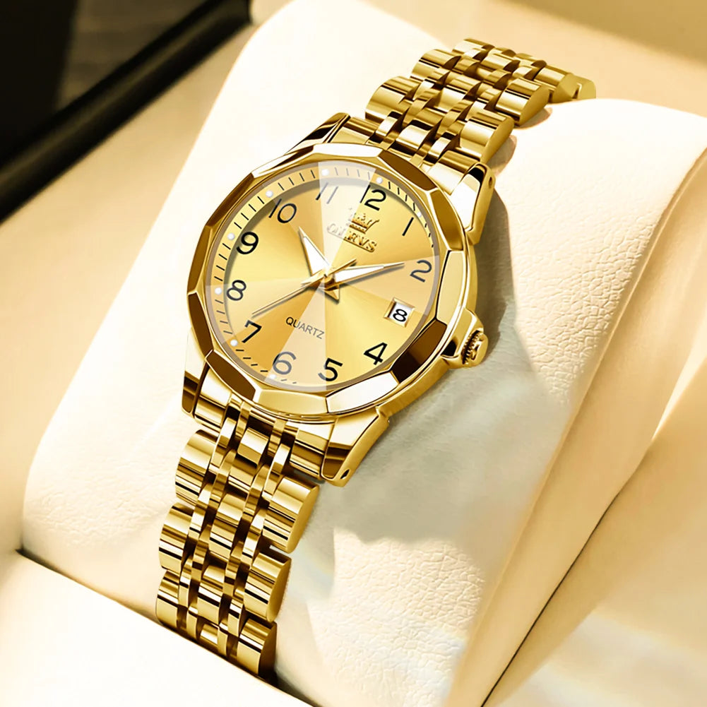 OLEVS 9931 Elegant Fashion Women's Watches Luxury Brand Original Quartz Watch forLadies Waterproof Stainless Steel Luminous Date