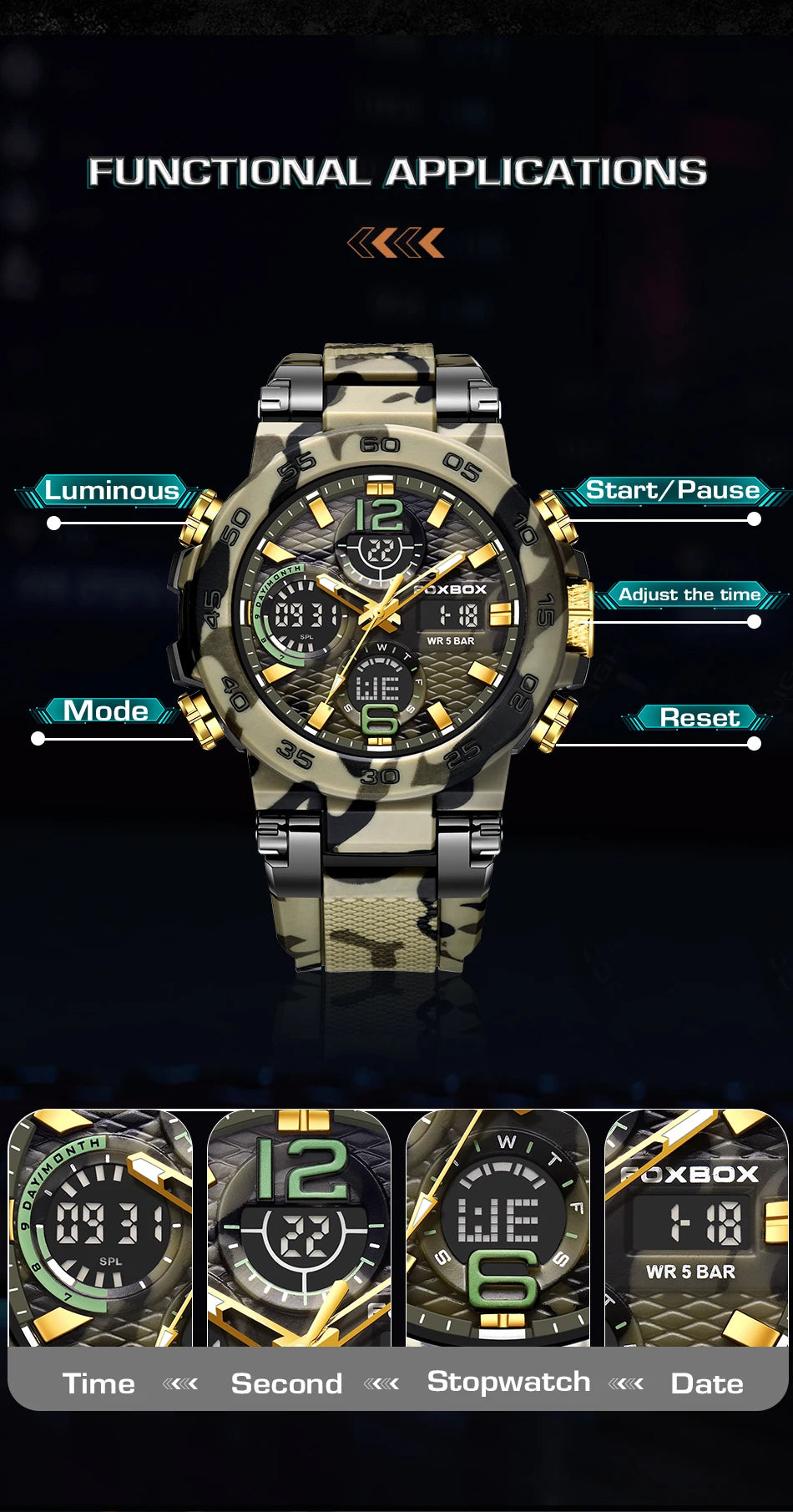 LIGE Digital Men Military Watch 50m Waterproof Wristwatch LED Quartz Clock Sports Watch Male Big Watches Men Relogios Masculino