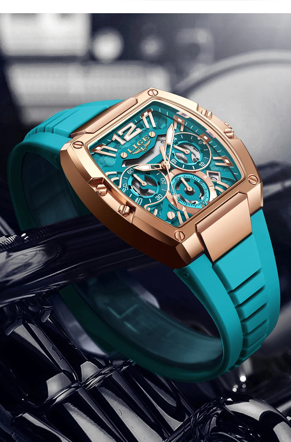 LIGE Original Brand Fashion Mens Watches Sport Military Chronograph Calendar Silicone Strap Quartz Wristwatch Relogio Masculino