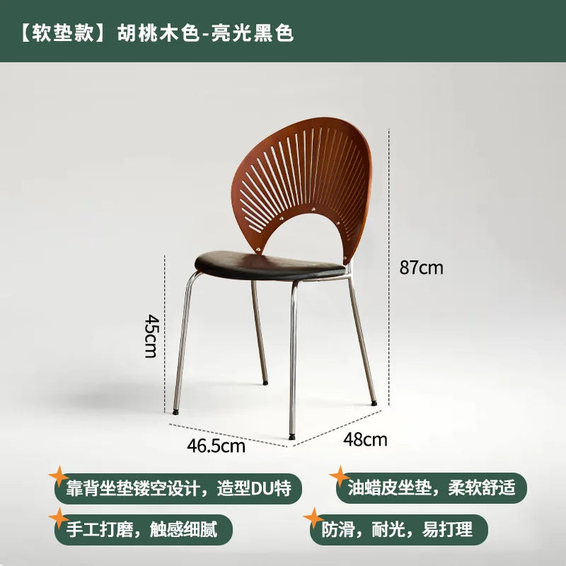 Retro Mid Century Solid Wood Shell Chair Simple Backrest Dining Tea Chair Luxury Home Furniture