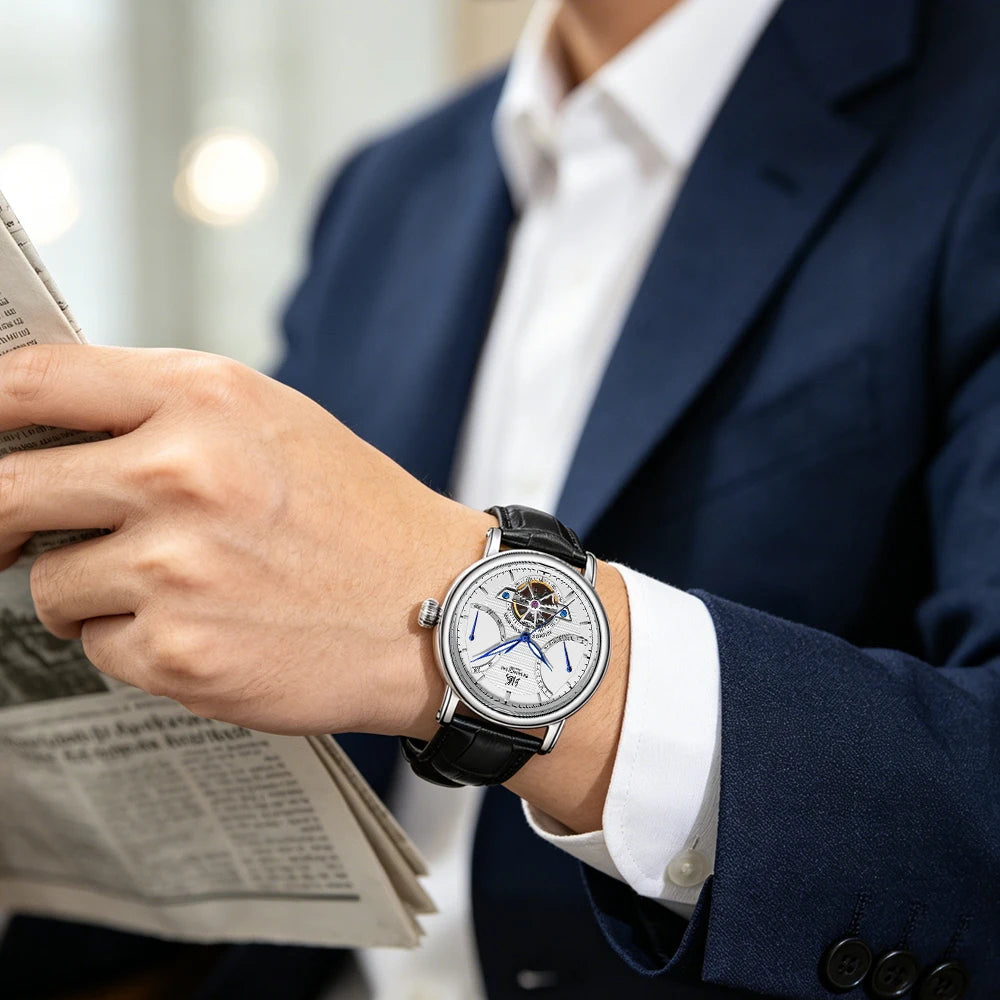 Shanghai Watch Men's Automatic Mechanical Watches 42mm Luminous Watch Sapphire Calendar Watch 5Bar Waterproof Wristwatch S8924