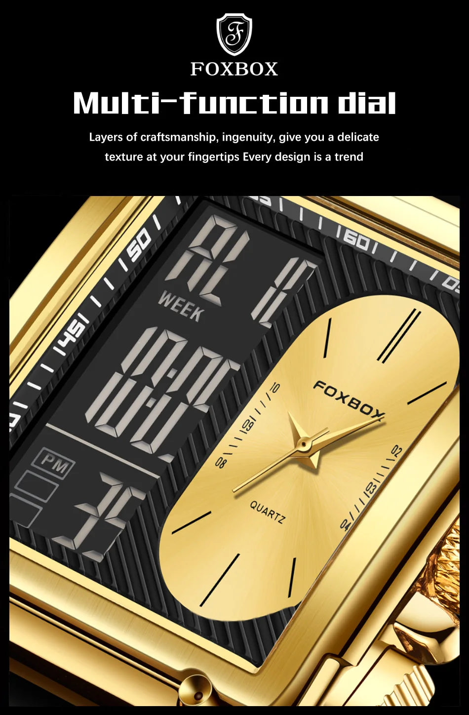 LIGE Fashion Square Digital Watch Men Casual Sports Waterproof Men's Quartz Wristwatch FOXBOX Top Brand Luxury Chronograph Watch