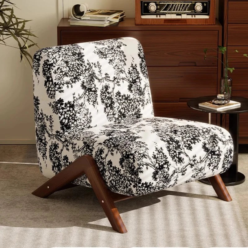 Single Sofa Chair with Antique Style, Lazy Living Room, Balcony, Leisure Chair, Zebra Chair, Solid Wood Designer Single Chairs
