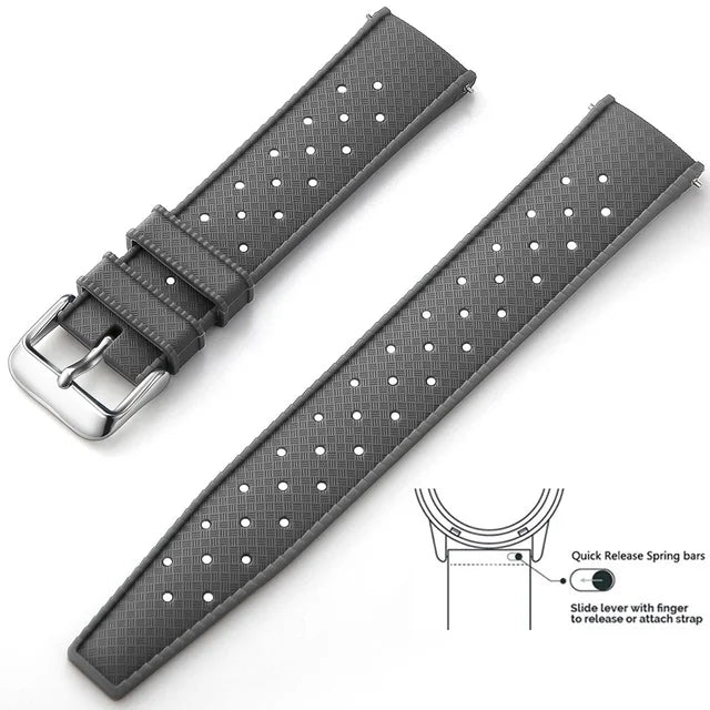 20mm 22mm Quick Release New Tropical TPU Rubber Strap Flat Head Universal Watch Band Ventilate Silicone Tropic Bracelet