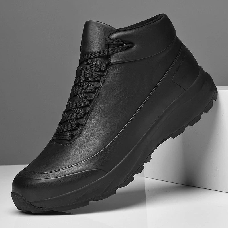 2026New Casual Leather Shoes For Mens Outdoor Work Trend Walking Shoe Fashion Thick Bottom Comfy Versatile Genuine Leather Boots