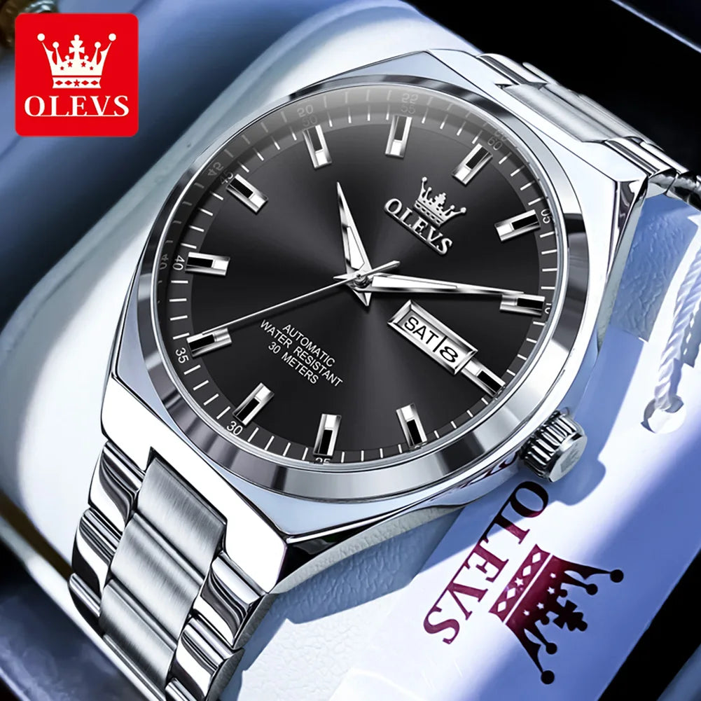 OLEVS 9907 NEW Business Watch for Men Fully Automatic Mechanical Movement Classic Date Week High-end Luxury Wrist watch for Men