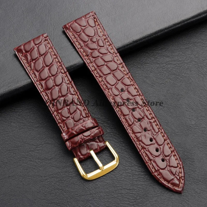 10/12/13/14/16/18/19/20/21/22mm Soft Cowhide Leather Watch Bands Crocodile Pattern Design Watch Straps Casual Business Bracelets