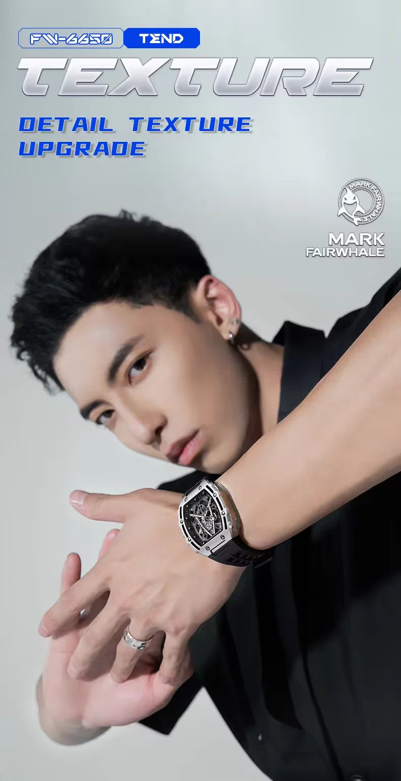 2023 New Automatic Mechanical Watches Mens Luxury   Brand Mark Fairwhale Fashion Sports Waterproof Tonneau Mille Wristwatch Mans