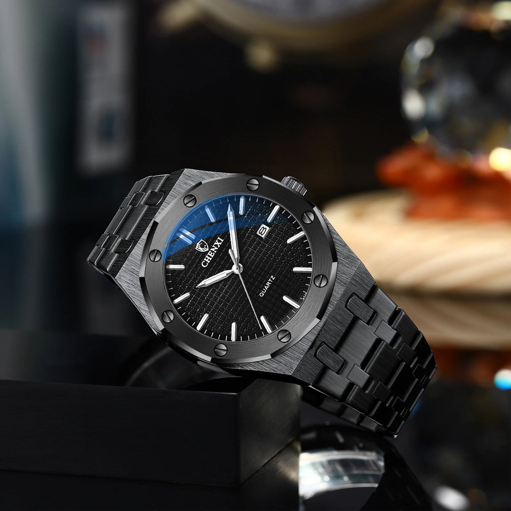 Mens Wacthes High Quality Waterproof Calendar Quartz Watch Men Original Stainless Steel Fashion Luminous Wristwatch Gifts Men