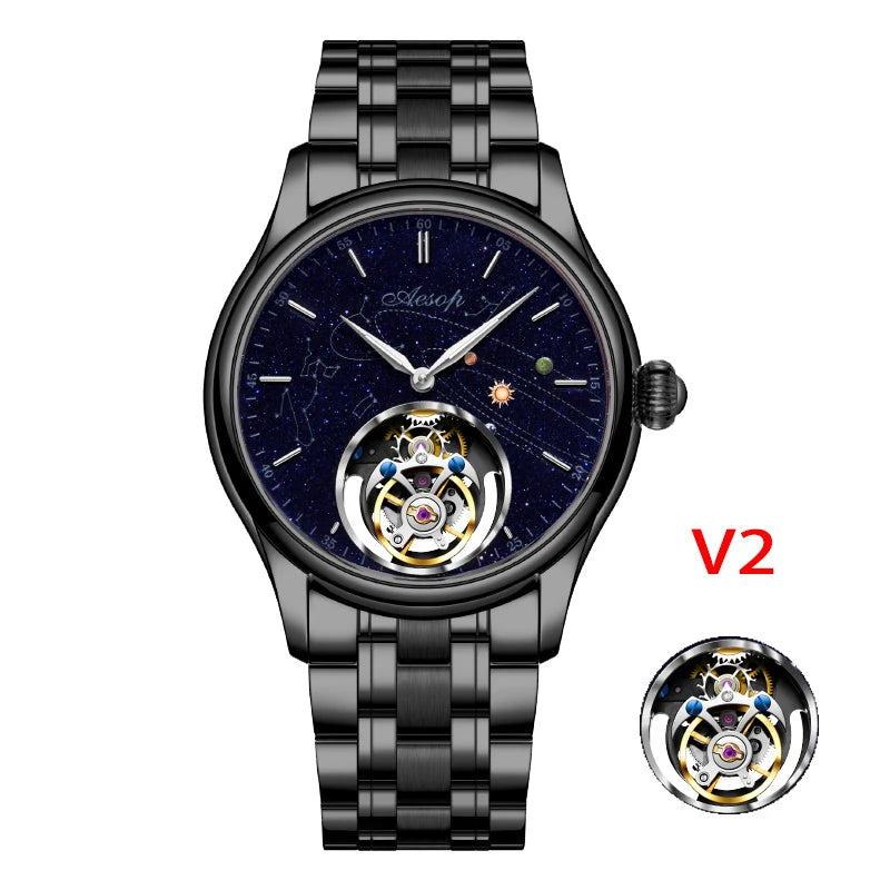 AESOP Original Flying Tourbillon Watches for Men Mechanical Skeleton Tourbillon Movement Fashion Wrist Watch Mens Sapphire 2025