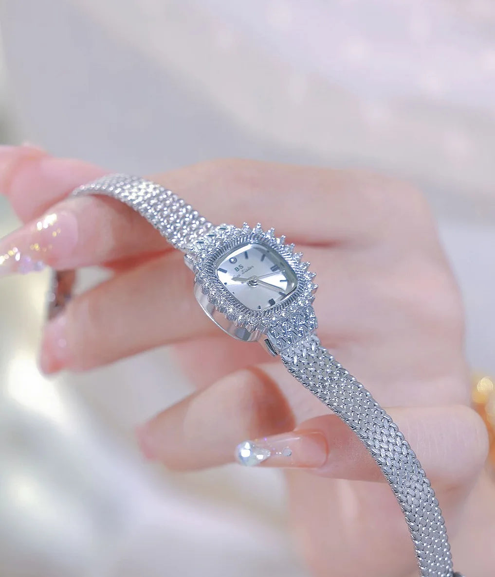 Fashion Brand Luxury Womens Watch With Rhinestones Golden Mesh Diamond Watches Small Ladies Watch For Women Relogios Feminino