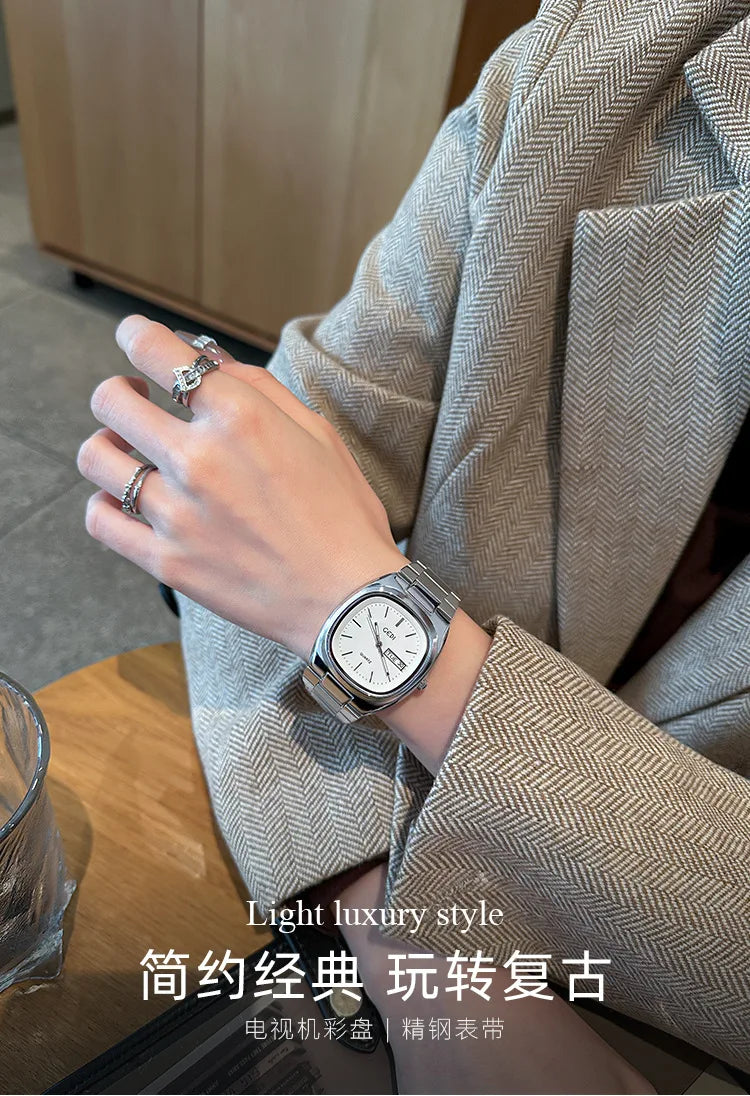 High Quality Women's Watch Minimalist Small Square Plate Bracelet Women's Watch Brown Quartz Waterproof Clock for Wife's Gift