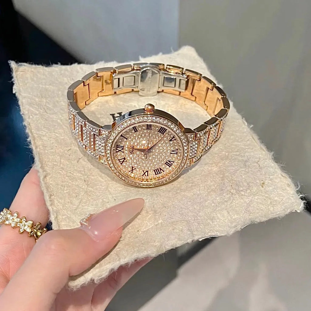 New Luxury Diamond Watch for Women Elegant Brand Quartz Steel Bracelet Watches Ladies Zircon Crystal Fashion Wristwatch Clock