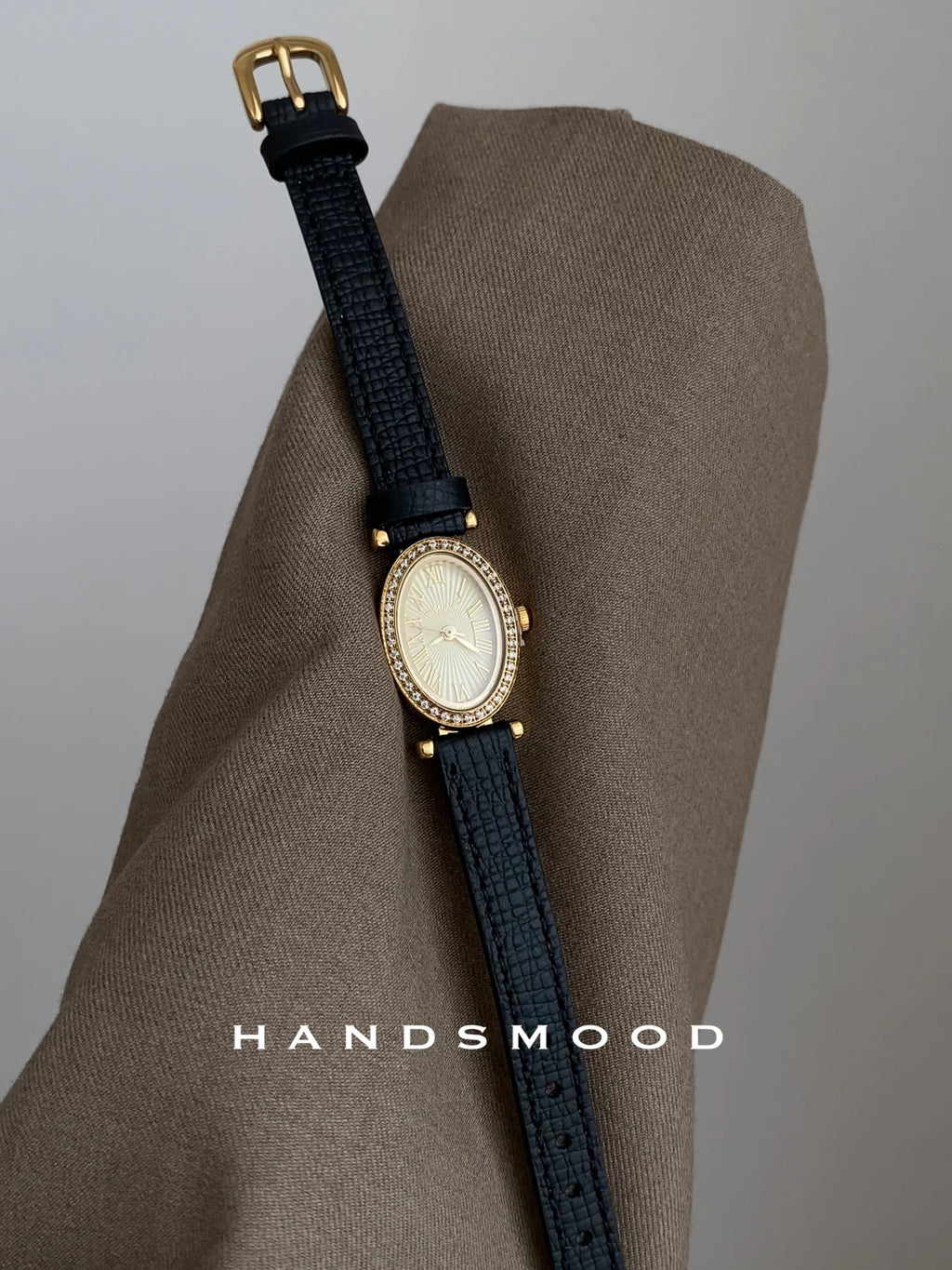 Black gold watch high-end oval fashion luxury exquisite design high-quality women's leather quartz watch gift for women