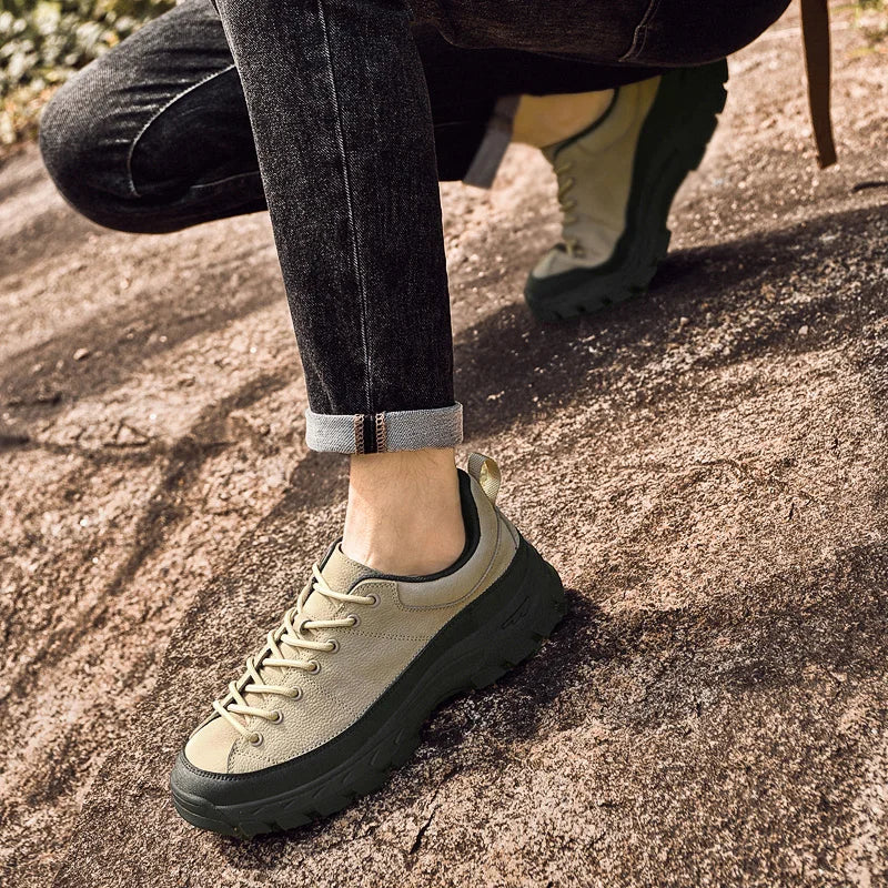 Genuine Leather Mens Sneakers Luxury Handmade Casual Shoes Fashion Designer Outdoor Walking Shoes New Male Skateboard Footwear
