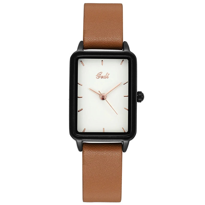 GEDI Watches for Woman Vintage Niche Elegant Waterproof Leather Watches Ladies Quartz Square Women's Wristwatches