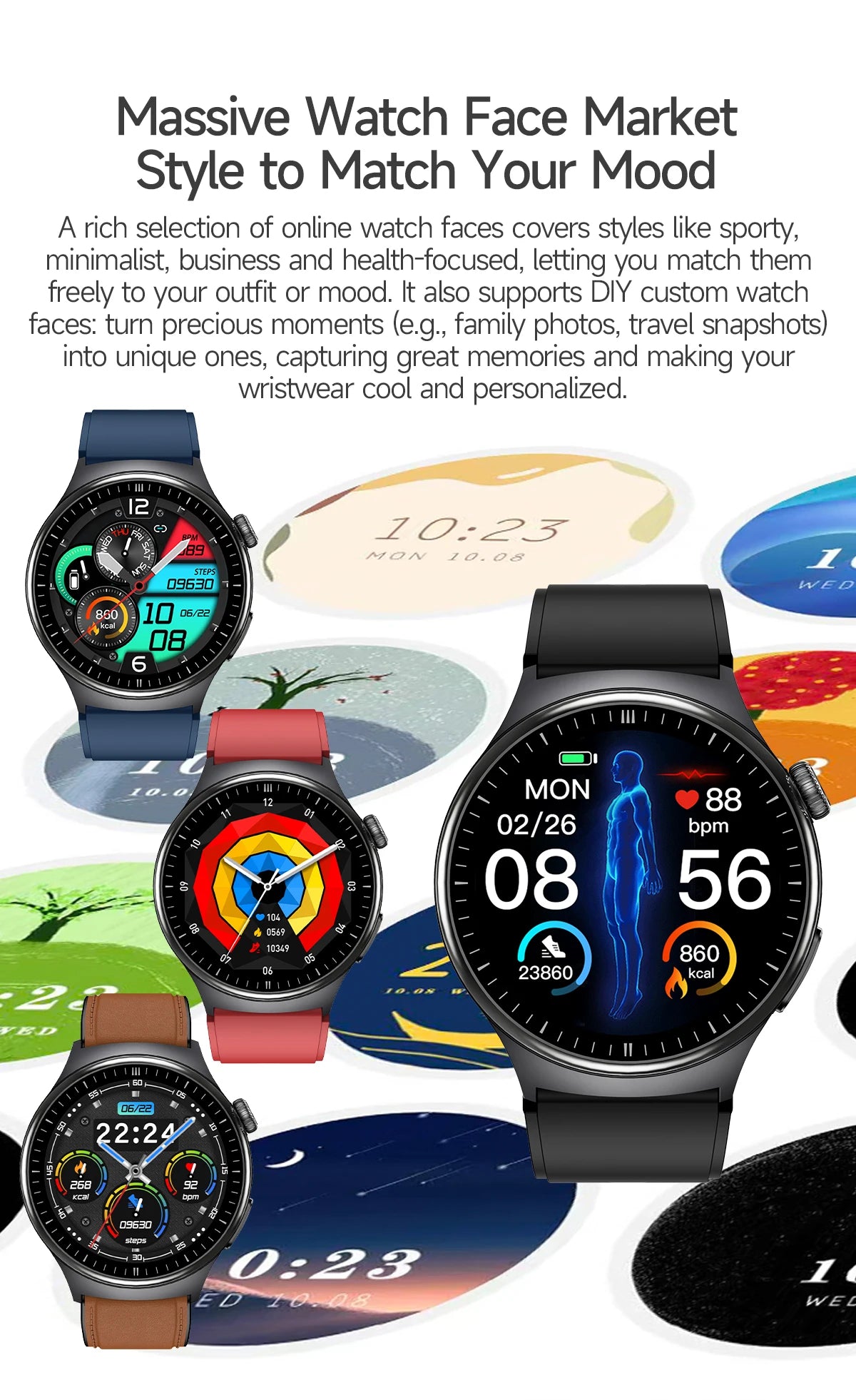 Newly Upgared Precise Health Diagnosis Smart Watch ECG Uric Acid Blood Pressure Micro Physical Examination Clock For Android iOS