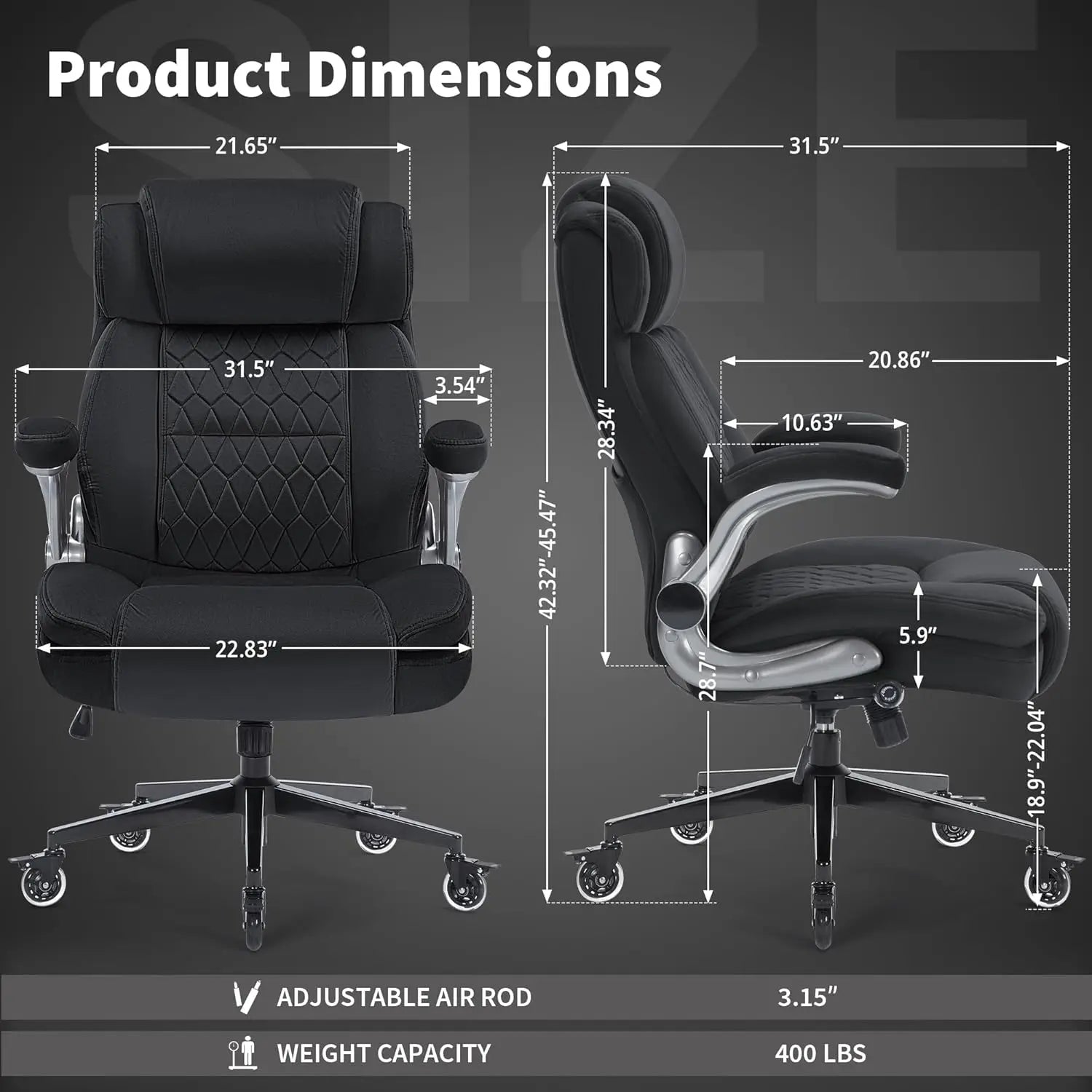 High Back Office Chair Ergonomic Computer Desk Chair with Heavy Duty Base Lumbar Support Thick Padded Large Work Chairs