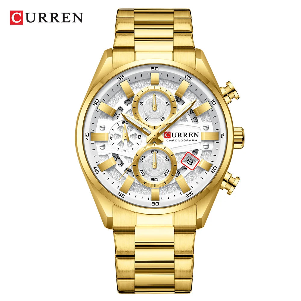 CURREN Top Luxury Business Calendar Multi functional Waterproof Sports Men's Quartz Men Watch Construction Wristwatch for Men