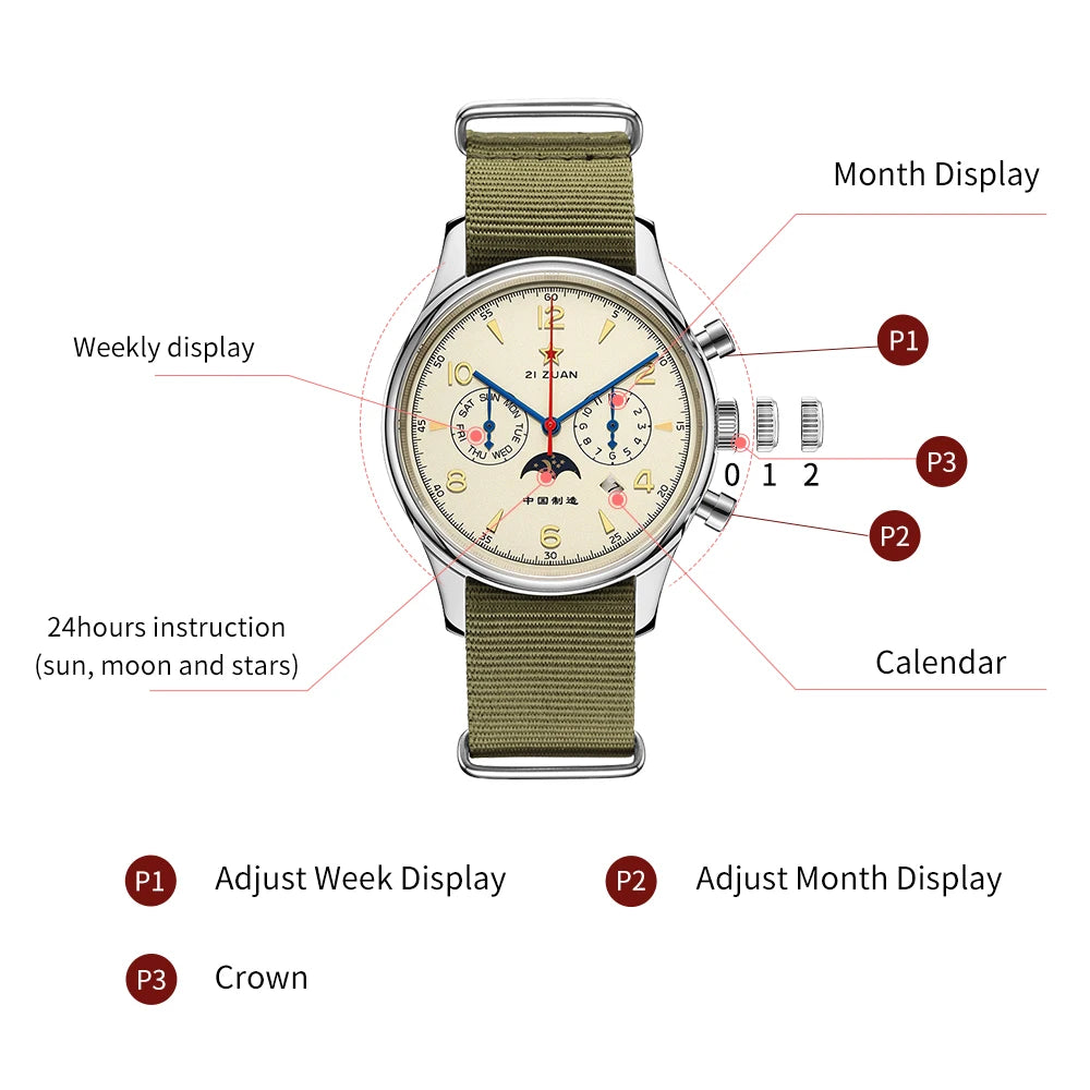 SEAKOSS 40mm 1963 Men's Watch  Automatic Mechanical wrist watch seagull ST1654 Movement Calendar Week Display Air Force watches