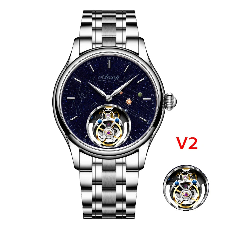 AESOP Original Flying Tourbillon Watches for Men Mechanical Skeleton Tourbillon Movement Fashion Wrist Watch Mens Sapphire 2025