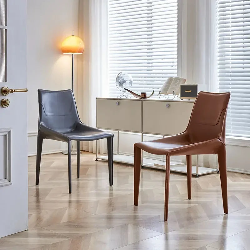 Leather Meeting Sedentary Dining Chair Luxury Backrest Comfortable Simple Dining Chair Hotel Restaurant Cadeiras Home Furniture