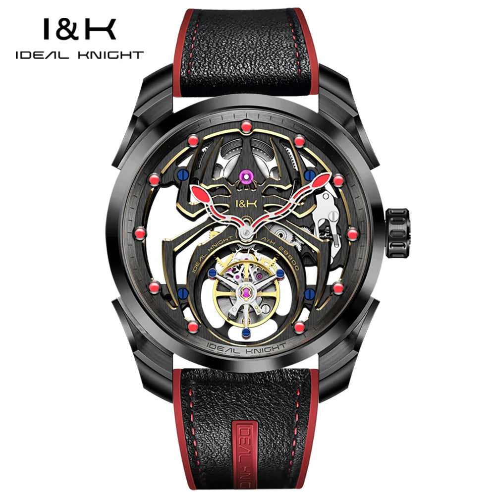 IDEAL KNIGHT 6802 Tourbillon Watch For Men Transparent Skeleton Mechanical Wristwatch Man Luxury Top Brand Limited Edition Watch