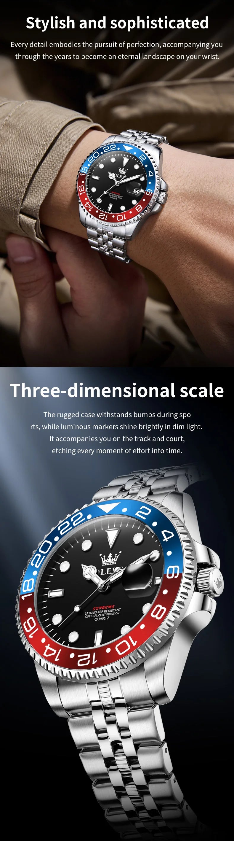 OLEVS 5657 Mens Watch Original Stainless Steel Date Quartz Watch Waterproof Luminous Sports Watches For Man Box Gifts Reloj