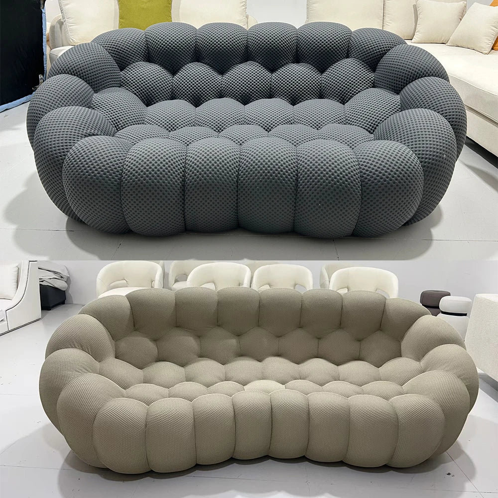 Linlamlim Modular Cloth Football Couch Contemporary Cloud-Shaped Sofa Fabric Curved Designer Sofa Set for Living Room or Office