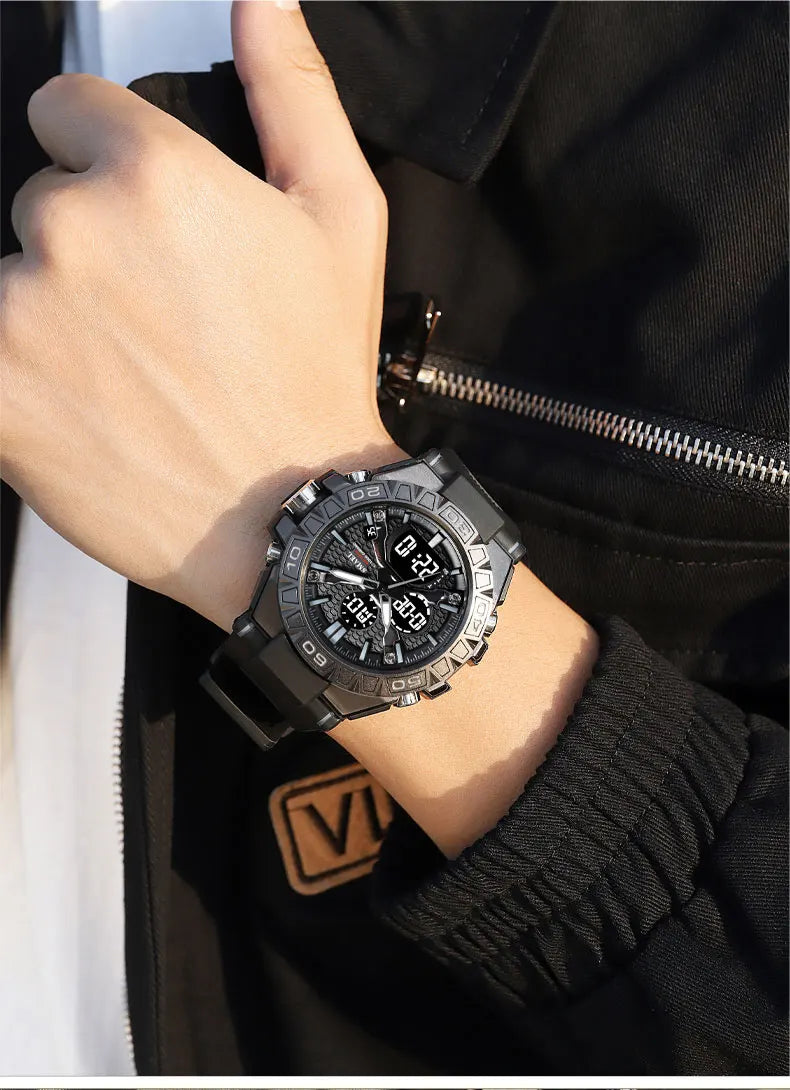New Men Fashion Watches Quartz Watch Waterproof 50M Man Digital Watch Led 8071 Smael Brand Watch Military Sports Dual Display