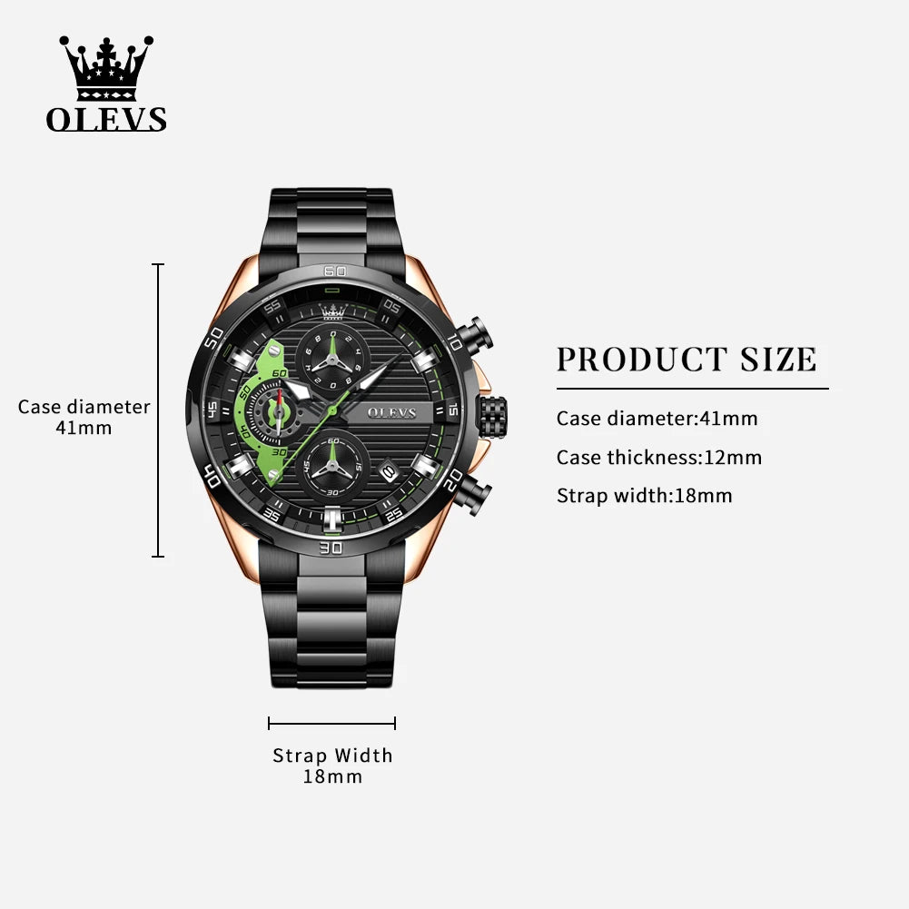 OLEVS 2993 Brand original authentic watches for man luxury Sports chronograph calendar steel band quartz men's watch