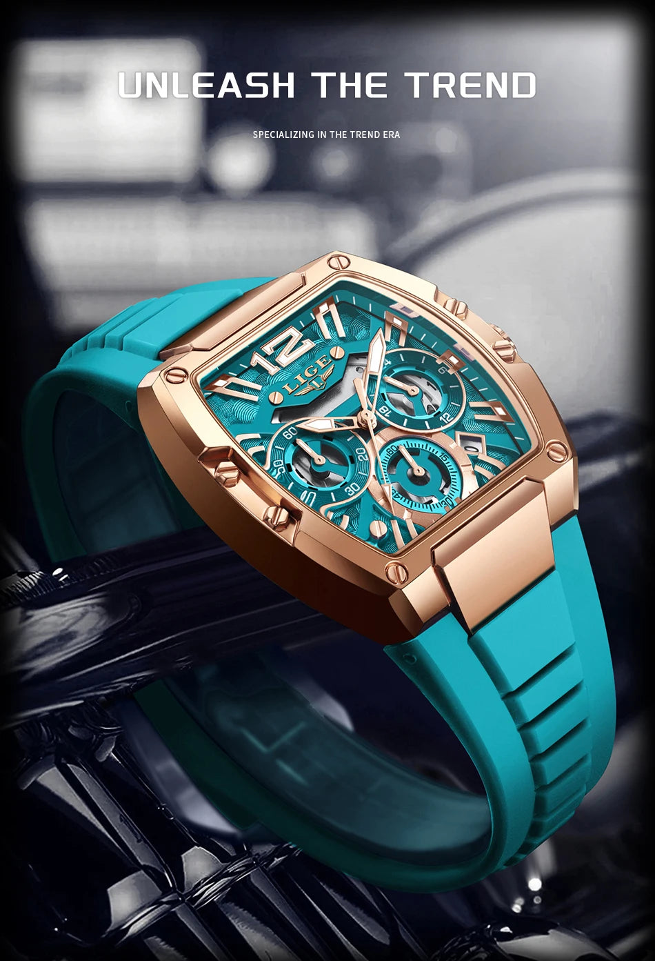 LIGE Original Brand Fashion Mens Watches Sport Military Chronograph Calendar Silicone Strap Quartz Wristwatch Relogio Masculino