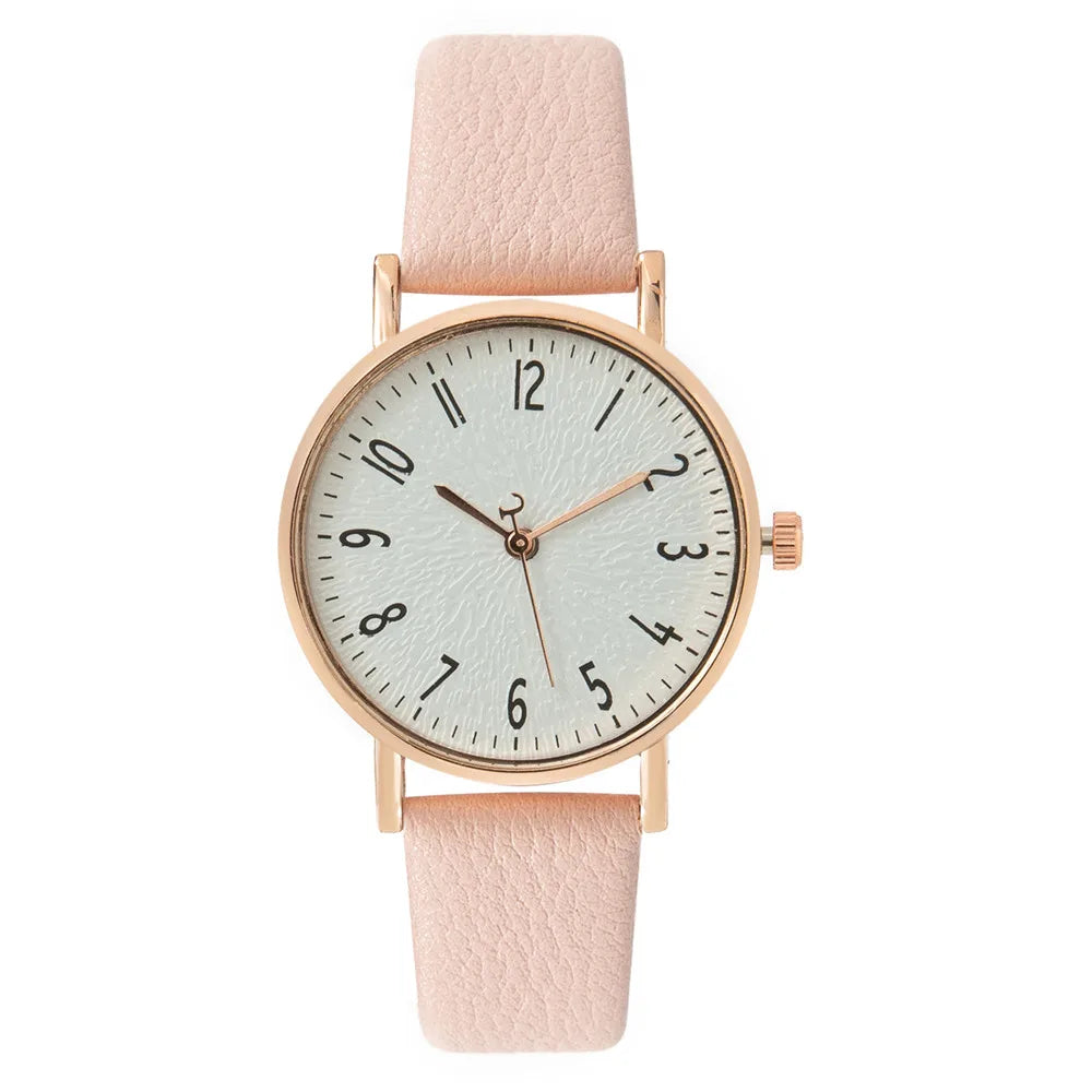 Fashion Ladies Digital Simple Brand Quartz Watch Hot 2023 New Casual Pink Leather Strap Women's Clock Dress Watches