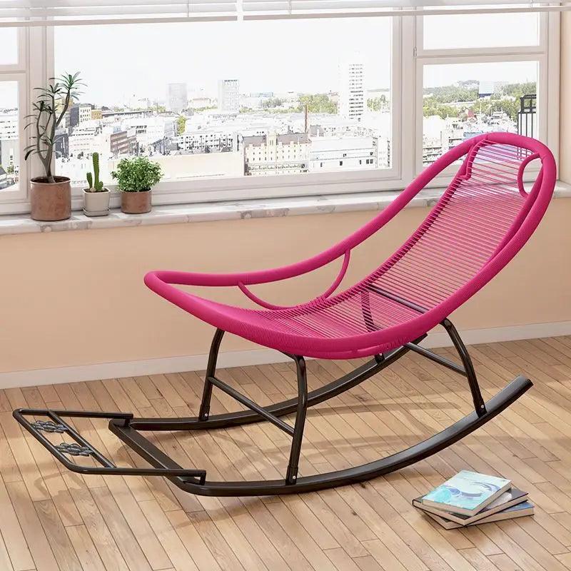 Leisure Lounge Chair, Garden Chair, Widened Rocking Chair, Rattan Rainbow Rocking Chair