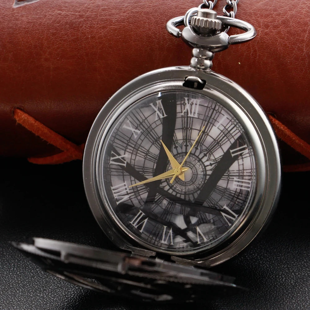 Vintage Bronze Eye Round Case Shape Quartz Pocket Watch Jewelry Pendant Necklace Chain Gifts for Men Women