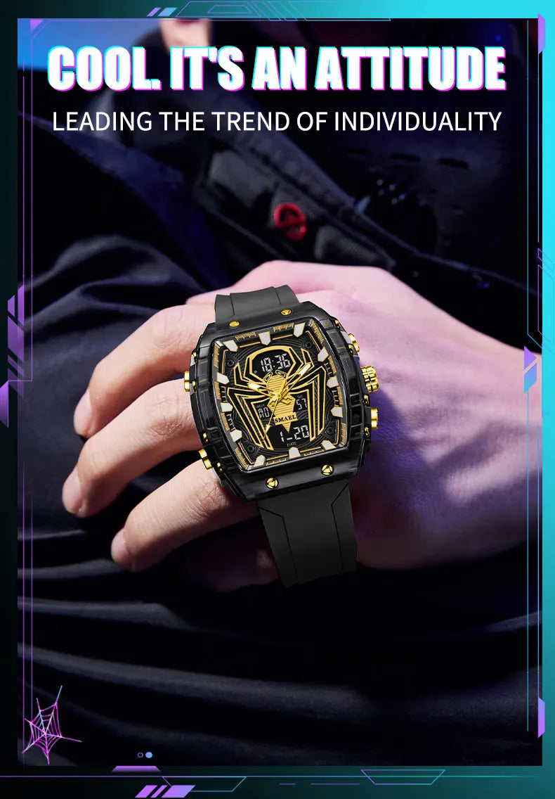 2025 Fashion Men Watches Rectangle Sport Watches Digital 8116 Dual Time Watches 50m Waterproof Electronic Men's Wrist Watches