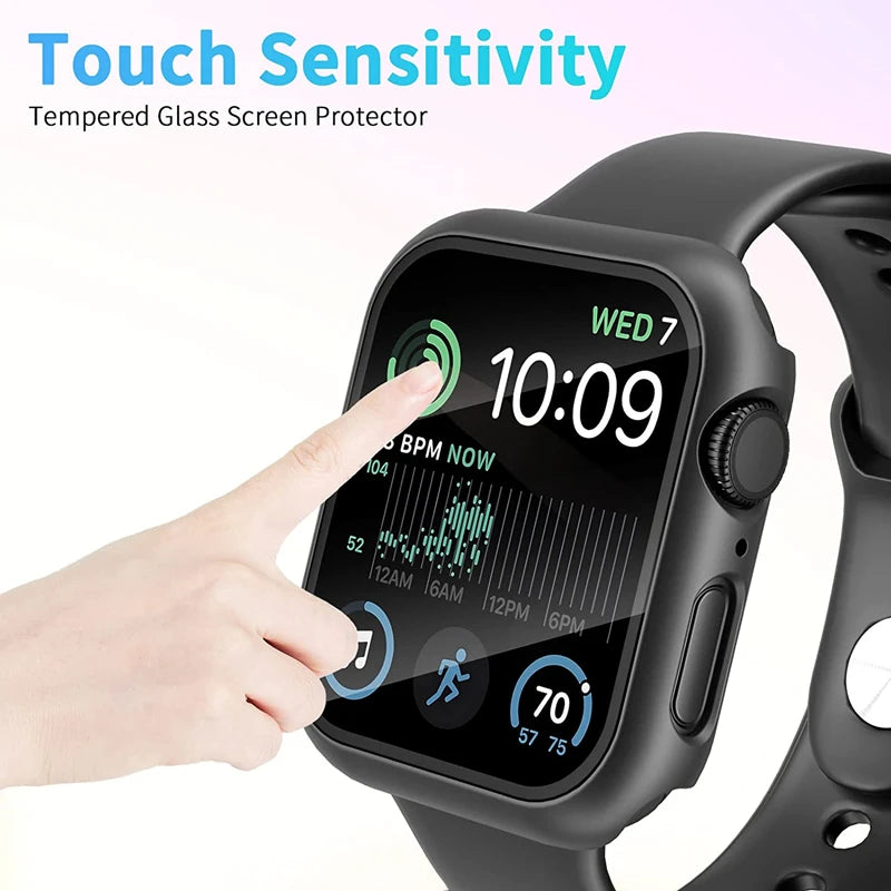 Glass+Cover For Apple Watch case 11 10 9 8 7 6 SE 5 Accessorie Screen Protector Apple iWatch serie 44mm 40mm 41mm 45mm 42mm 46mm
