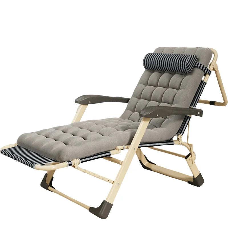 Outdoor Portable Folding Sun Lounger Recliner Chair With Soft Cushion For Garden Camping Beach Gravity Lounge Chair Steel Frame