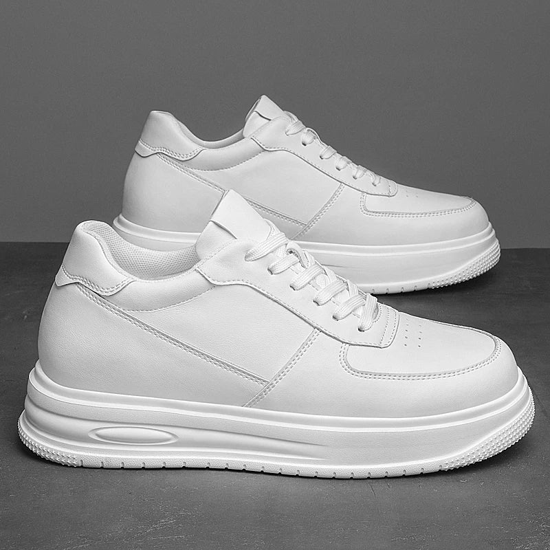 British Style Casual Leather Men's Vulcanized Shoes Fashion Low Top Thick Bottom Antiskid Sneakers Genuine Leather Board Shoes