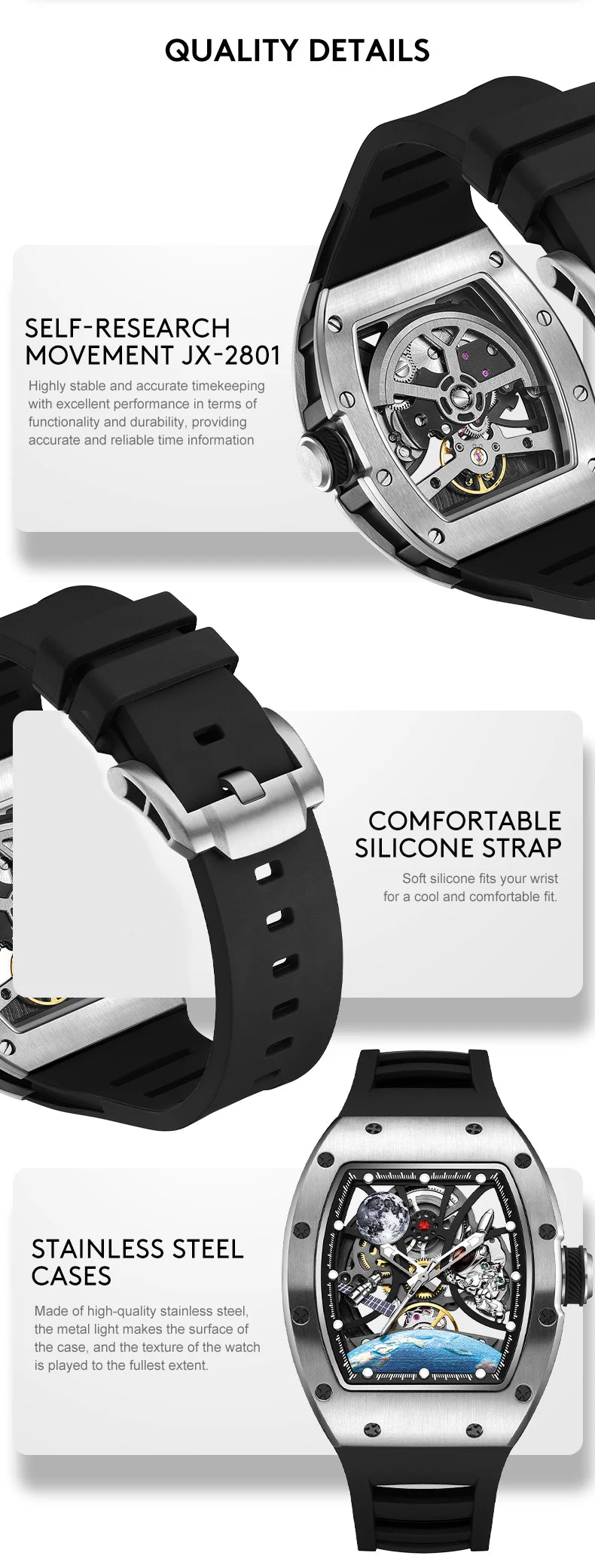 2025 Automatic Movement Mechanical Wrist Watches Men Hollow Design Waterproof Watch High Quality Custom Logo Automatic Watches