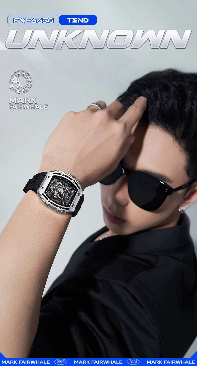 2023 New Automatic Mechanical Watches Mens Luxury   Brand Mark Fairwhale Fashion Sports Waterproof Tonneau Mille Wristwatch Mans