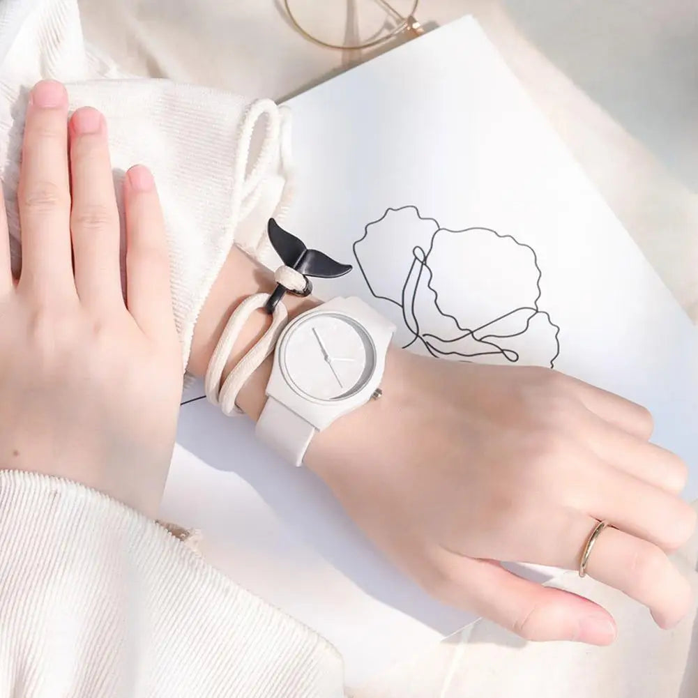 Summer Candy Colors Watch Korean Women Circular Quartz Watches Trendy Ladies PU Leather Watch Luxury Simple Wristwatch Clock