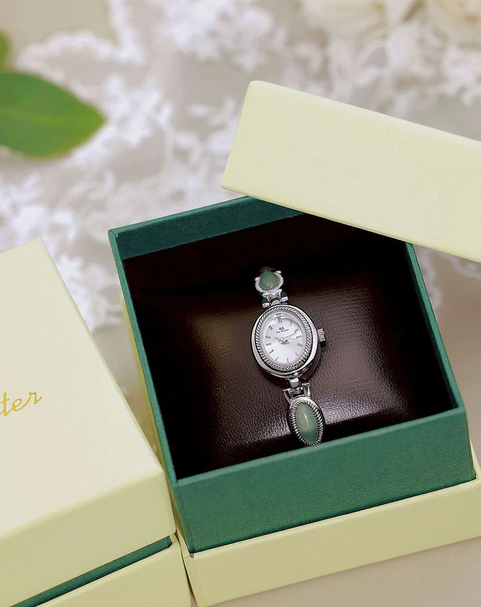 High-end Luxury Ladies Watches Elegant Green Jewelry Jade Quartz Bracelet Wristwatch gifts for women 2025 Fashion dress Watch