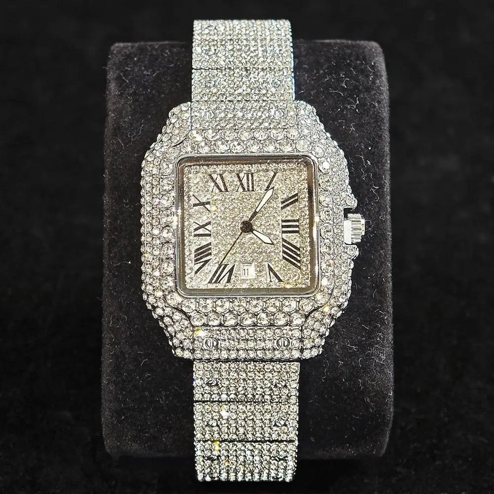 UNIGUET Luxury Ice Watch for Men Women Fashion Hip Hop Full Diamond Square Couple Wristwatch Gift 2026 Hor Sale